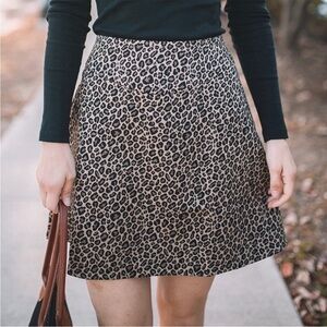 Tuckernuck Mini Skirt Leopard Animal Print Brown Black Tan A-Line Sz M